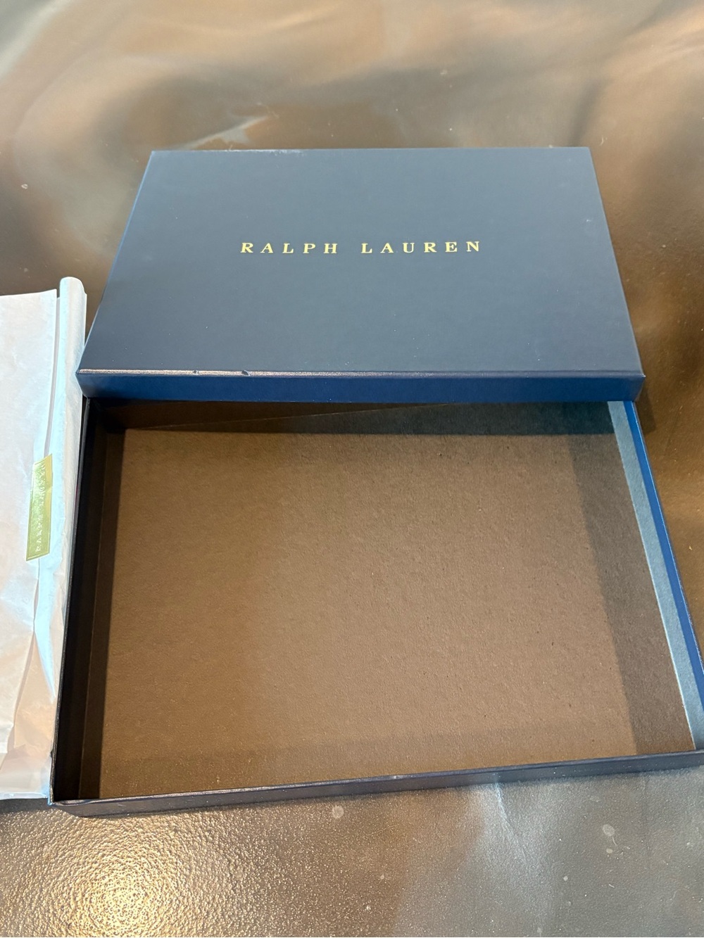 Ralph Lauren Navy Designer Empty Gift Box Tissue Paper Red Ribbon Holidays - Picture 4 of 10